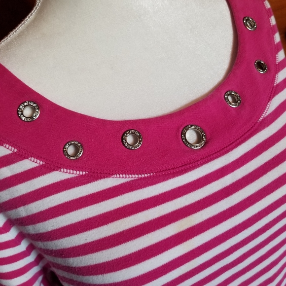 Quacker Factory Striped Pollover Top 3/4 Sleeves Plus Size 2X - Picture 6 of 7
